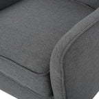 Mid-Century Modern Arm Chair in Charcoal Fabric with Tufted Back and Wooden Legs - Grand Goldman Shop