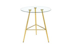 36 Inch Height Bar Table, 34 Inch Round Tempered Glass Top Pub Table with Chrome-Plated Golden Metal Legs, Modern Bistro Table for Kitchen Island/Bar/Cafe - Grand Goldman Shop