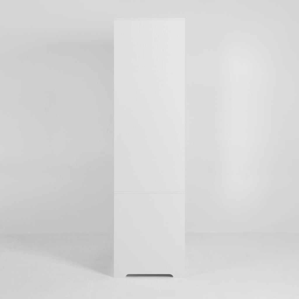 2 Door Wood Wardrobe for Bedroom with Hanging Clothing Rod inside the Cabinet and 2 Drawers for Storage Organization, Built-in induction light Multifunctional Closet with Mirror, White - Grand Goldman Shop