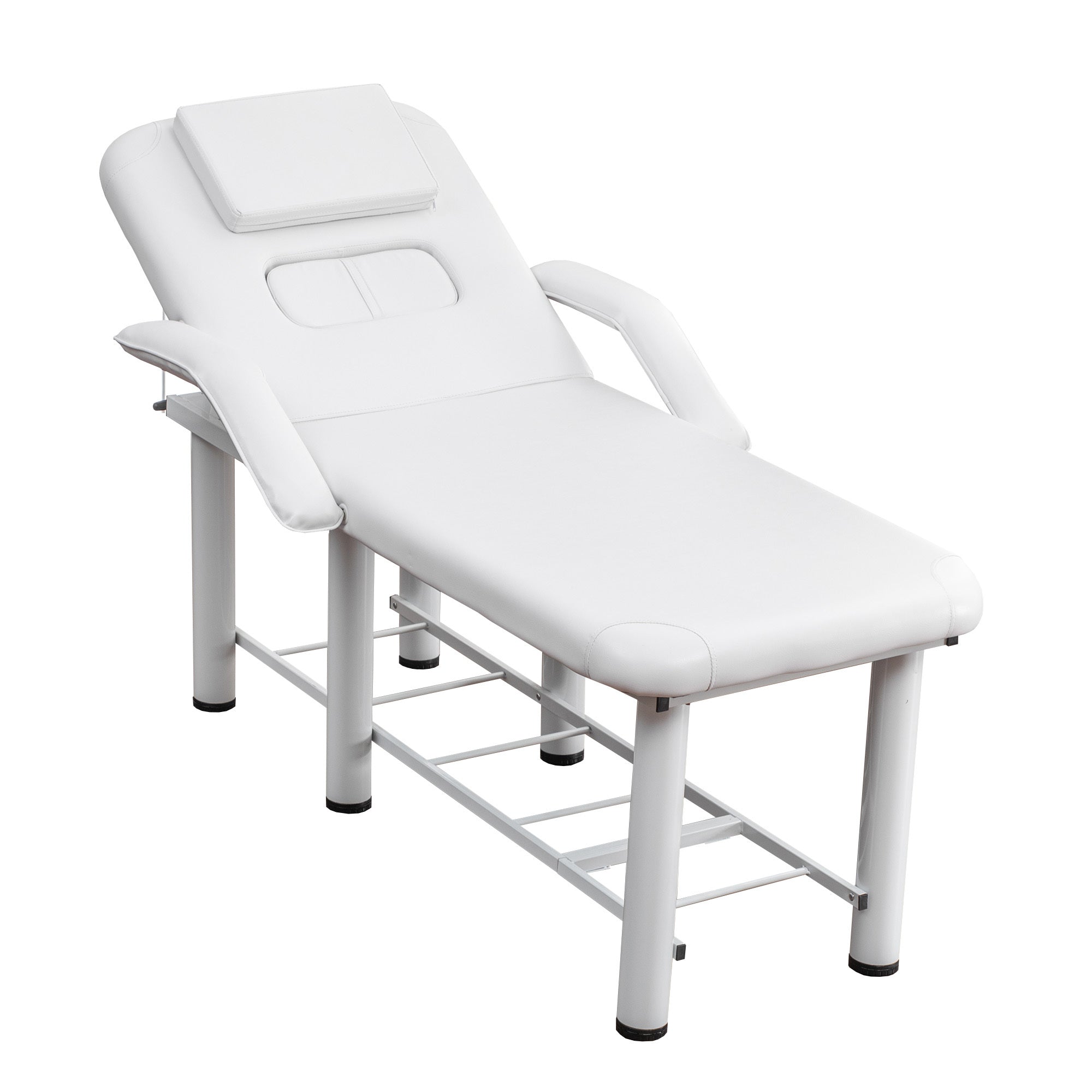 Professional Beauty Bed with Removable Headrest & Breast Cushions, Armrests and Storage Shelf for Full Body Massage, Facial, 