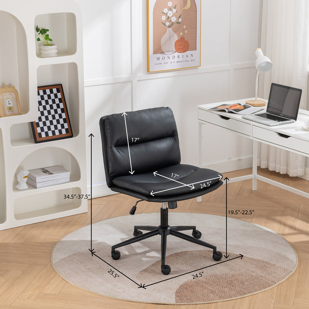 Bizerte Adjustable Swivel Criss-Cross Chair, Wide Seat/ Office Chair /Vanity Chair, Black | Premium Home Decor - Grand Goldma