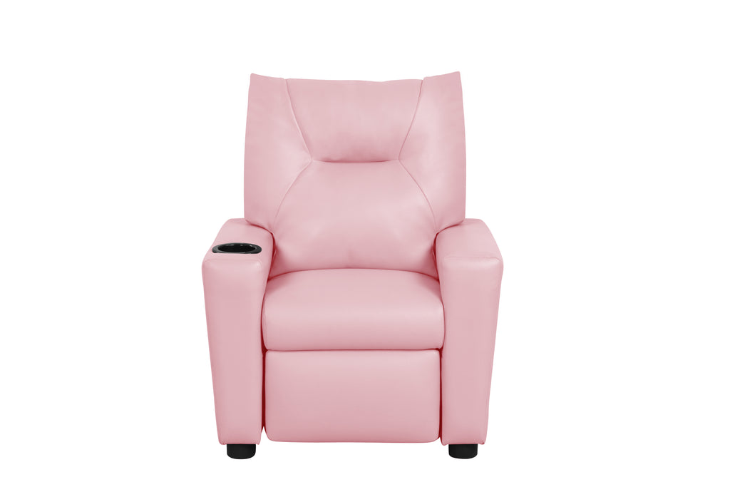 Perline 23'W Pink PU Leather Kids Recliner Chair with Cupholder | Premium Home Decor - Grand Goldman