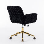 A&A Furniture Office Chair,Artificial rabbit hair Home Office Chair with Golden Metal Base,Adjustable Desk Chair Swivel Offic