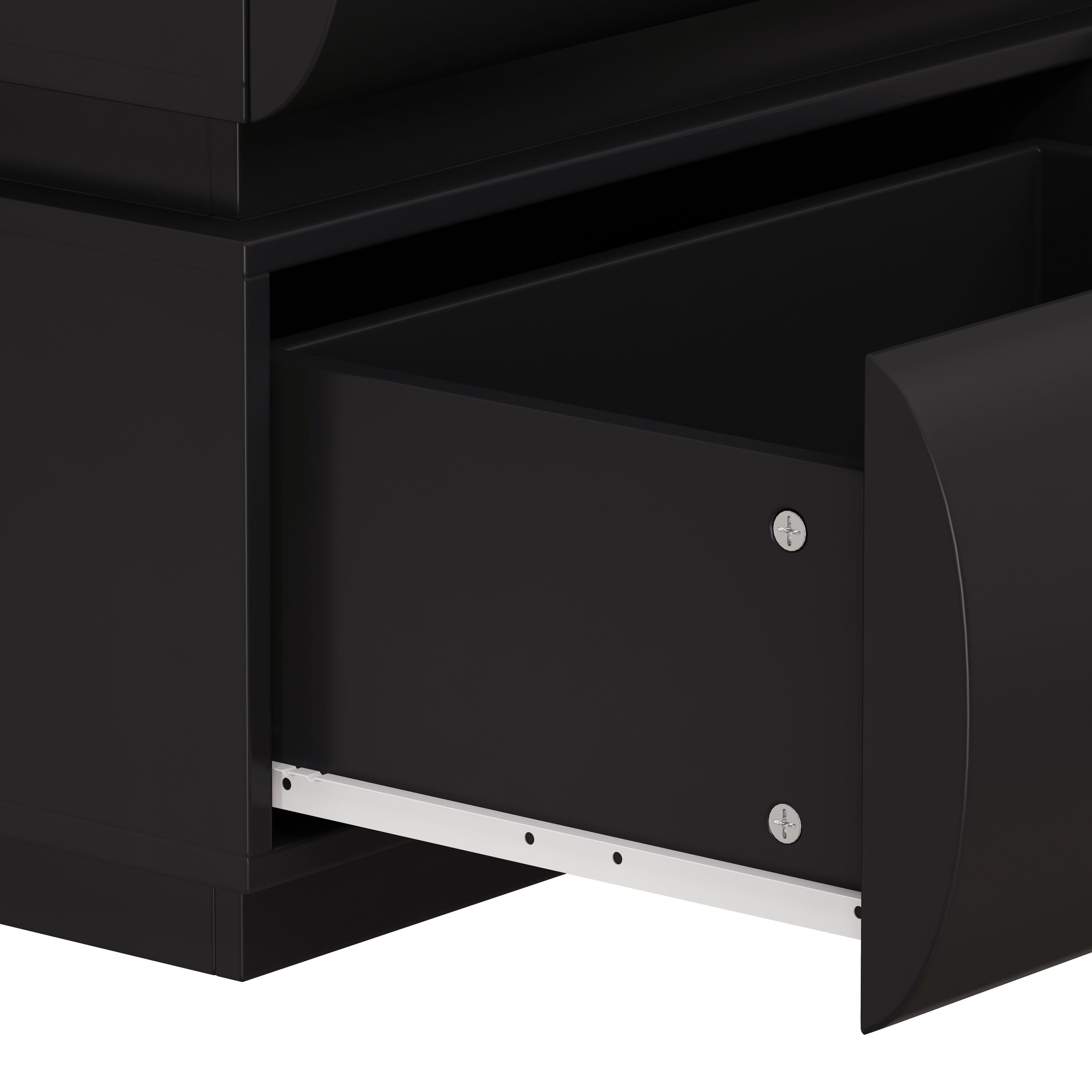 Minimalist Modern 6 Drawer Dresser in Black, Handle-Free Design with Wide Storage, MDF Construction, 43.31 x 15.75 x 29.53 inches - Grand Goldman Shop