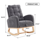 LY-5104 Gray Accent Rocking Chair with Footrest High Back Rubber Wood Rocking Legs - Grand Goldman Shop
