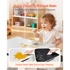 Kids Table and 2 Chairs Set, Toddler Table and Chair Set with Storage Space under the Table, Cloth Storage Box under the Chai