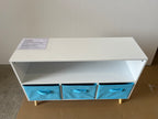 Kids bookcase with Collapsible Fabric Drawers, Children's Book Display, Toy Storage Cabinet Organizer, White/Blue | Premium H
