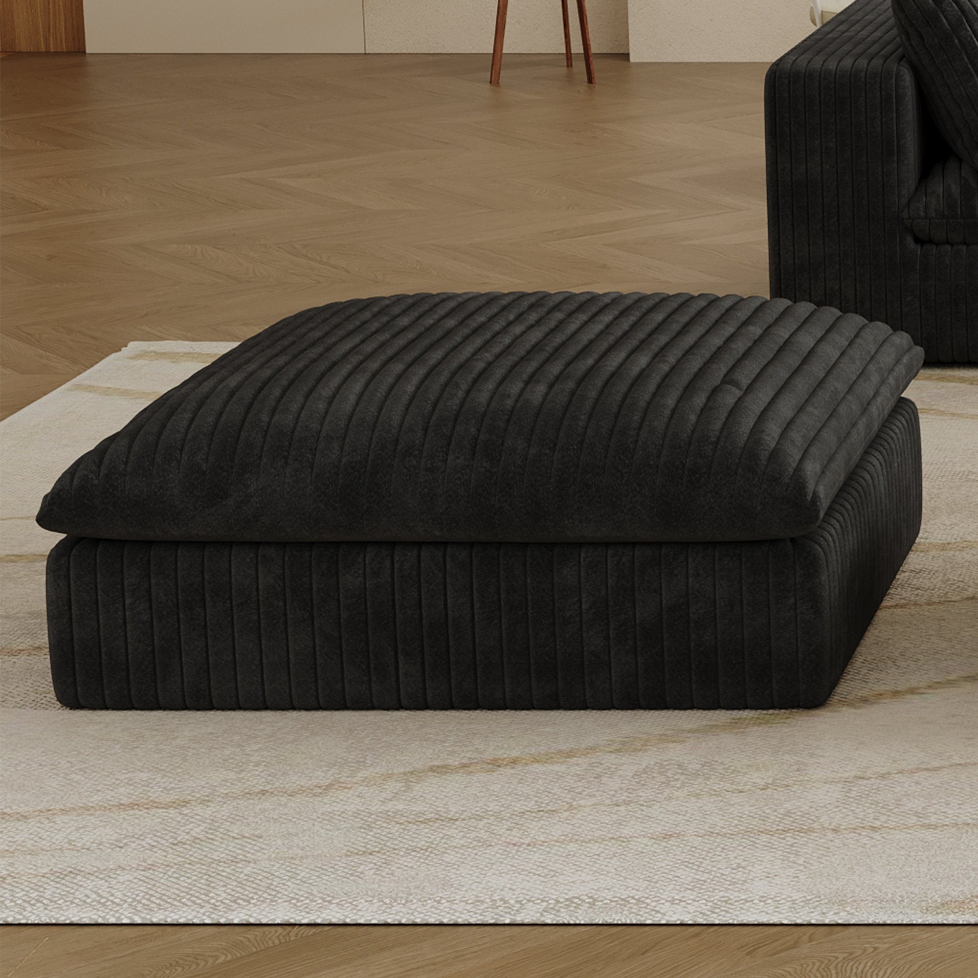 Cloud Sofa,Corduroy Fabric,Deep Seat Couches,Double-layer design,Removable Cushion,No Assembly, DIY Combination for Living room, Bedroom,Conference room ,Apartment,Black - Grand Goldman Shop