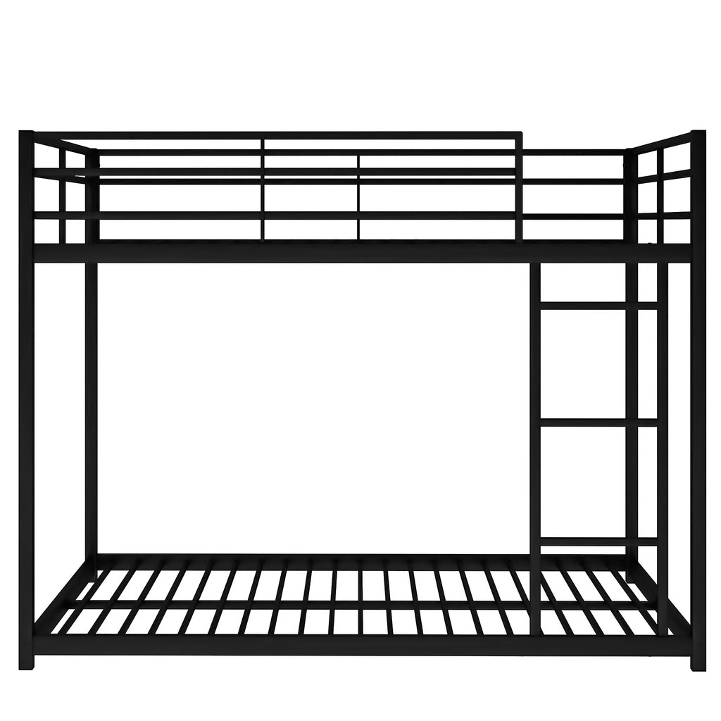 Full Over Full Metal Bunk Bed with Ladder, Black Steel Frame, 77.1''L x 55.9''W x 53.7''H - Grand Goldman Shop
