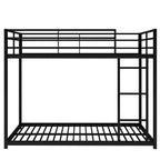 Full Over Full Metal Bunk Bed with Ladder, Black Steel Frame, 77.1''L x 55.9''W x 53.7''H - Grand Goldman Shop