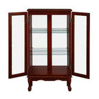 Lighted Curio Cabinet with Adjustable Shelves, Mirrored Back Panel, and Tempered Glass Doors, 3-Tier Cherry Finish - Grand Goldman Shop
