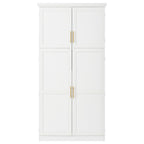 [Assembly Video Provided] TOPMAX 35.5x17.6x70.9inch Freestanding Kitchen Pantry Cabinet, Tall Storage Cabinet with 4 Doors, 2 Door Shelves, 8 Pull-out Trays and Adjustable Shelf for Dining Room, White - Grand Goldman Shop