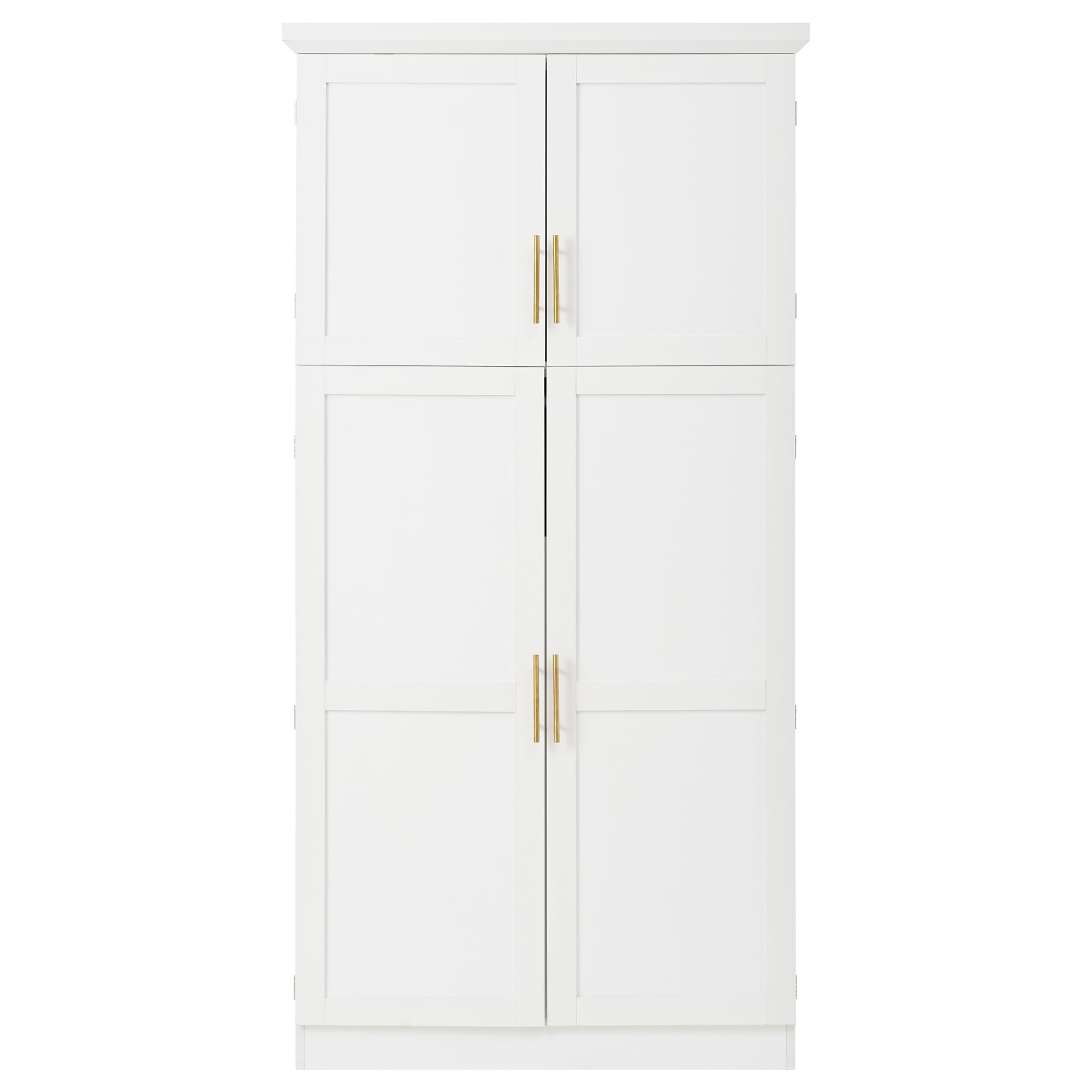 [Assembly Video Provided] TOPMAX 35.5x17.6x70.9inch Freestanding Kitchen Pantry Cabinet, Tall Storage Cabinet with 4 Doors, 2 Door Shelves, 8 Pull-out Trays and Adjustable Shelf for Dining Room, White - Grand Goldman Shop
