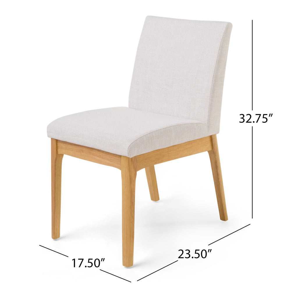 Contemporary Dining Chair Set of 2 with Upholstered Fabric and Rubberwood Legs in Light Beige - Grand Goldman Shop