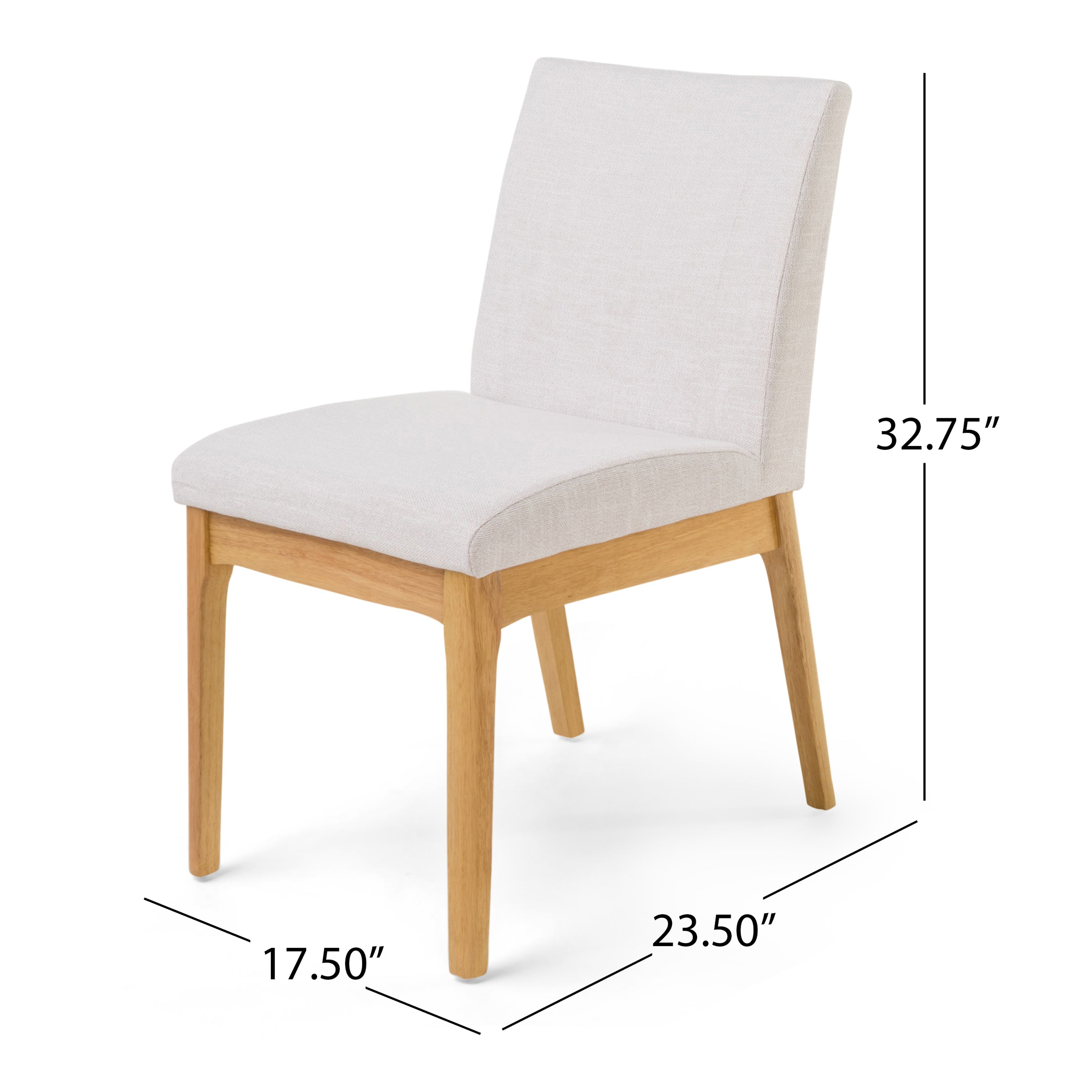 Contemporary Dining Chair Set of 2 with Upholstered Fabric and Rubberwood Legs in Light Beige - Grand Goldman Shop