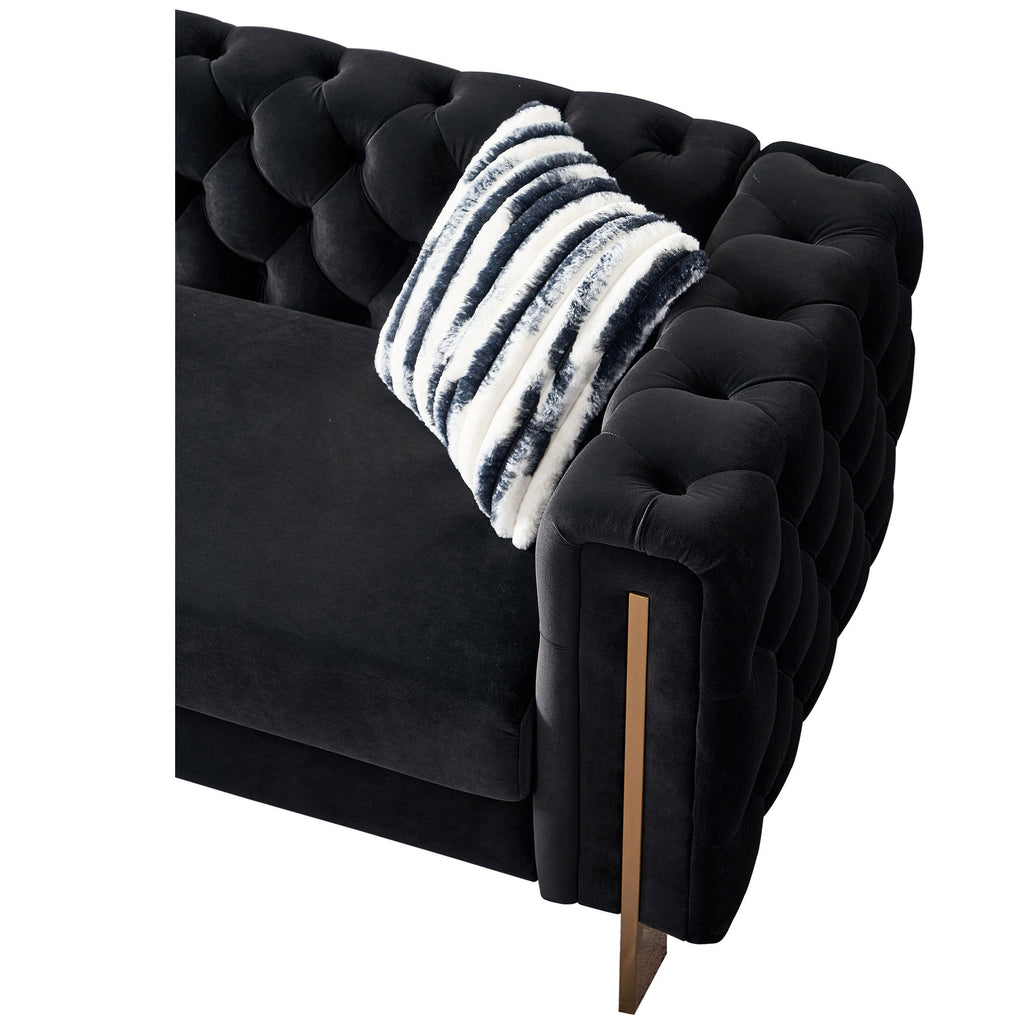 Chesterfield Modern Tufted Velvet Living Room Sofa, 84.25''W Couch,Black - Grand Goldman Shop