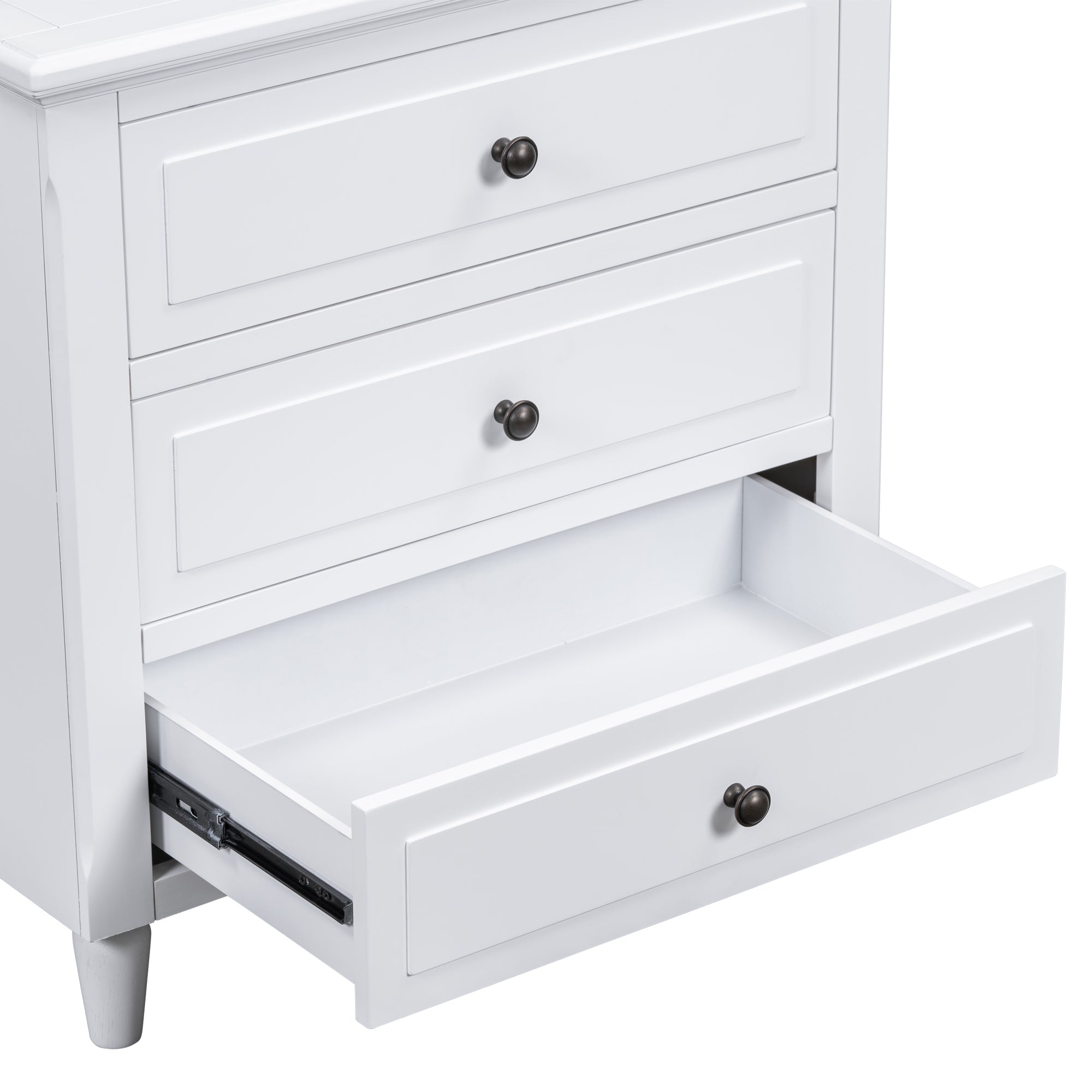 U_STYLE 28''painted Nightstand with 3 Drawers and Smooth Gliding Rails ,Simple Bedside Cabinet with Metal handle, Minimalist Sofa Side Table with rubber legs for Bedroom Sofa Couch Office - Grand Goldman Shop