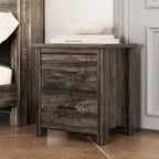 4PCS Bedroom Sets, Wooden Queen Size Bed Frame with Storage Headboard and Charging Station, 2 Nightstands with 2 Drawers, 1 Dresser with 5 Drawers, Antique Gray - Grand Goldman Shop