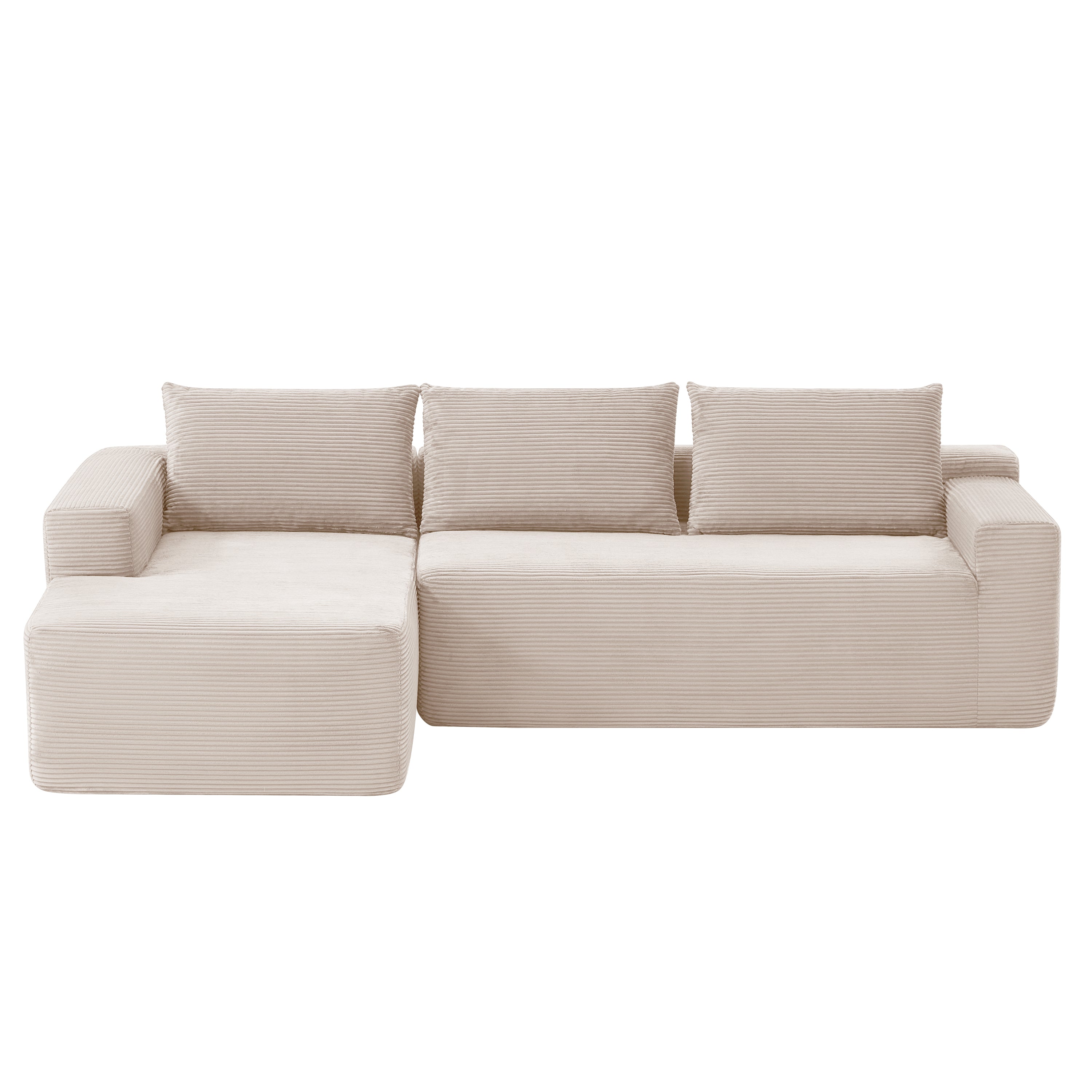 96.9''Cloud Sectional Couch with L-Shaped Chaise,Modern Modular Sofa with Deep Seat, Upholstered Couches for Living Room Bedroom,No Assembly Required,(Corduroy Fabric),White - Grand Goldman Shop