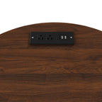 Mid Century Modern Cylinder End Table with Built-in Charging Station & Sliding Door, 2-Tier Storage Round Nightstand with USB Ports, Walnut Bedside Table for Living Room, Bedroom, Entryway - Grand Goldman Shop