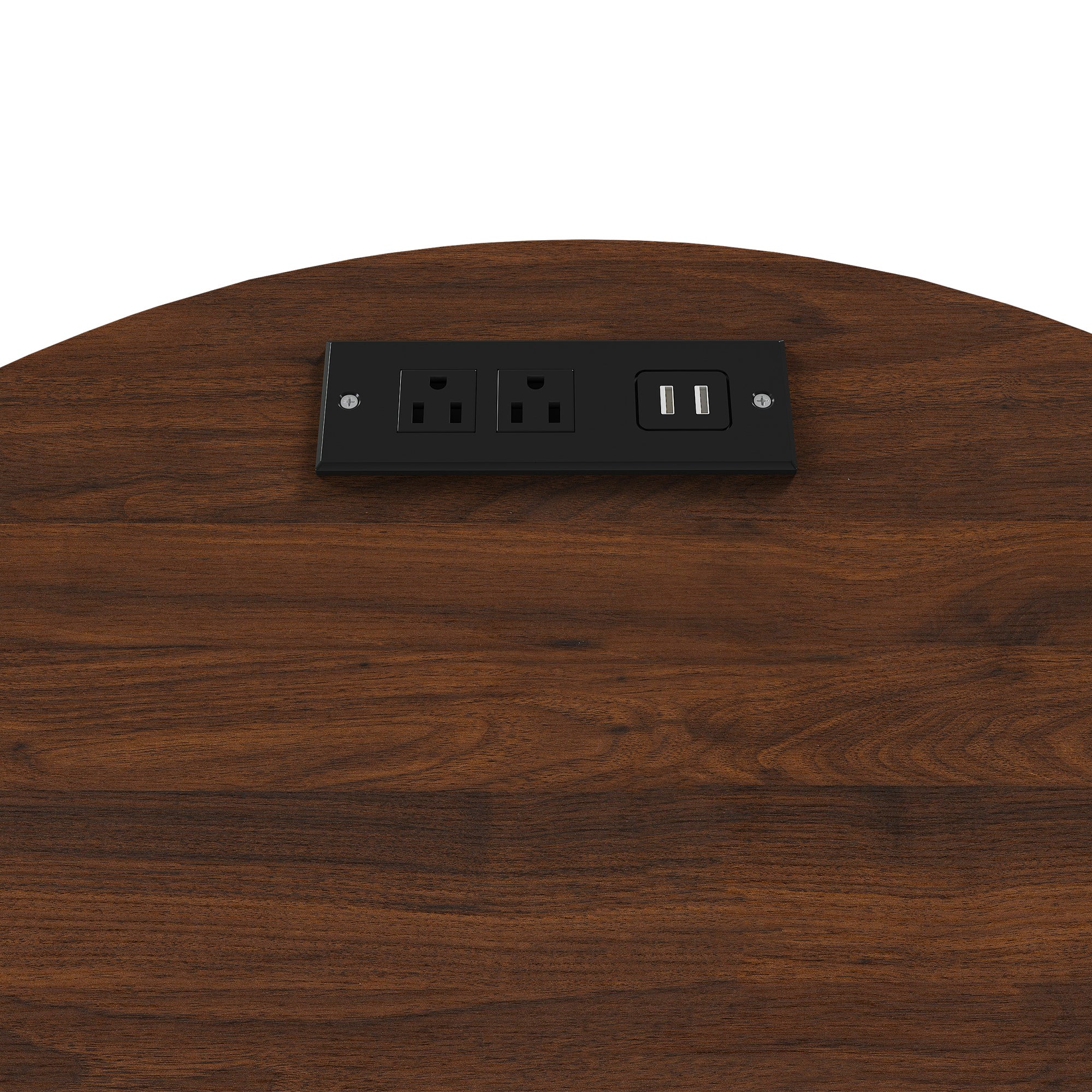 Mid Century Modern Cylinder End Table with Built-in Charging Station & Sliding Door, 2-Tier Storage Round Nightstand with USB Ports, Walnut Bedside Table for Living Room, Bedroom, Entryway - Grand Goldman Shop