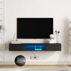 Floating TV Stand Wall Mounted with 16 Color LEDs,63' Modern TV Stand, Floating TV Cabinet Entertainment Center for 55 60 65 Inch TV,Black - Grand Goldman Shop