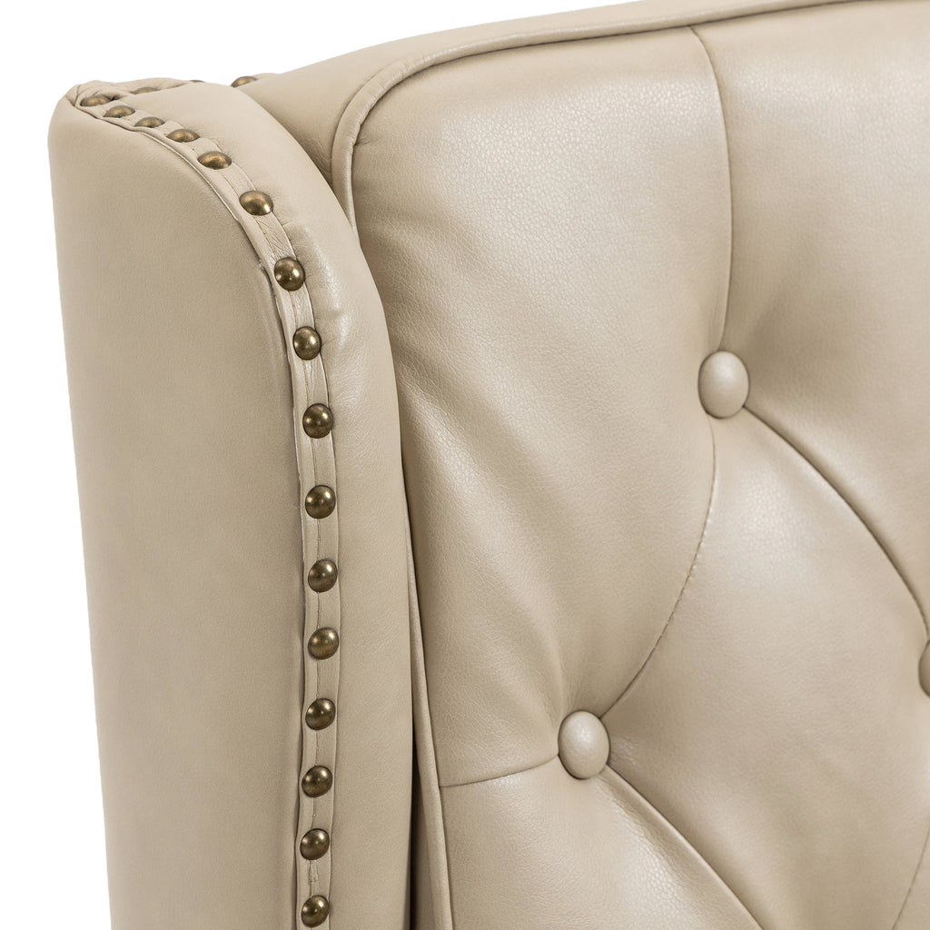 Modern Accent Chair Lounge Chair with Sturdy Wood Legs in Camel PU Leather for Living Room and Bedroom - Grand Goldman Shop