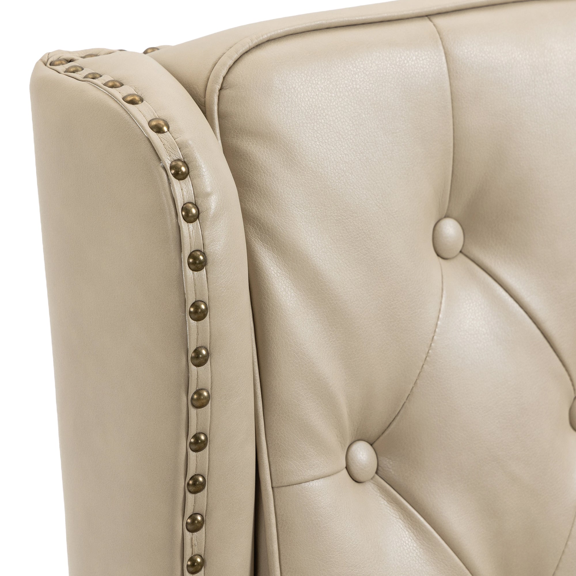 Modern Accent Chair Lounge Chair with Sturdy Wood Legs in Camel PU Leather for Living Room and Bedroom - Grand Goldman Shop
