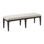 Brown Upholstered Bench with Cream Polyester Fabric, Wood Frame, 18.8' L x 60.8' W x 19.0' H - Grand Goldman Shop