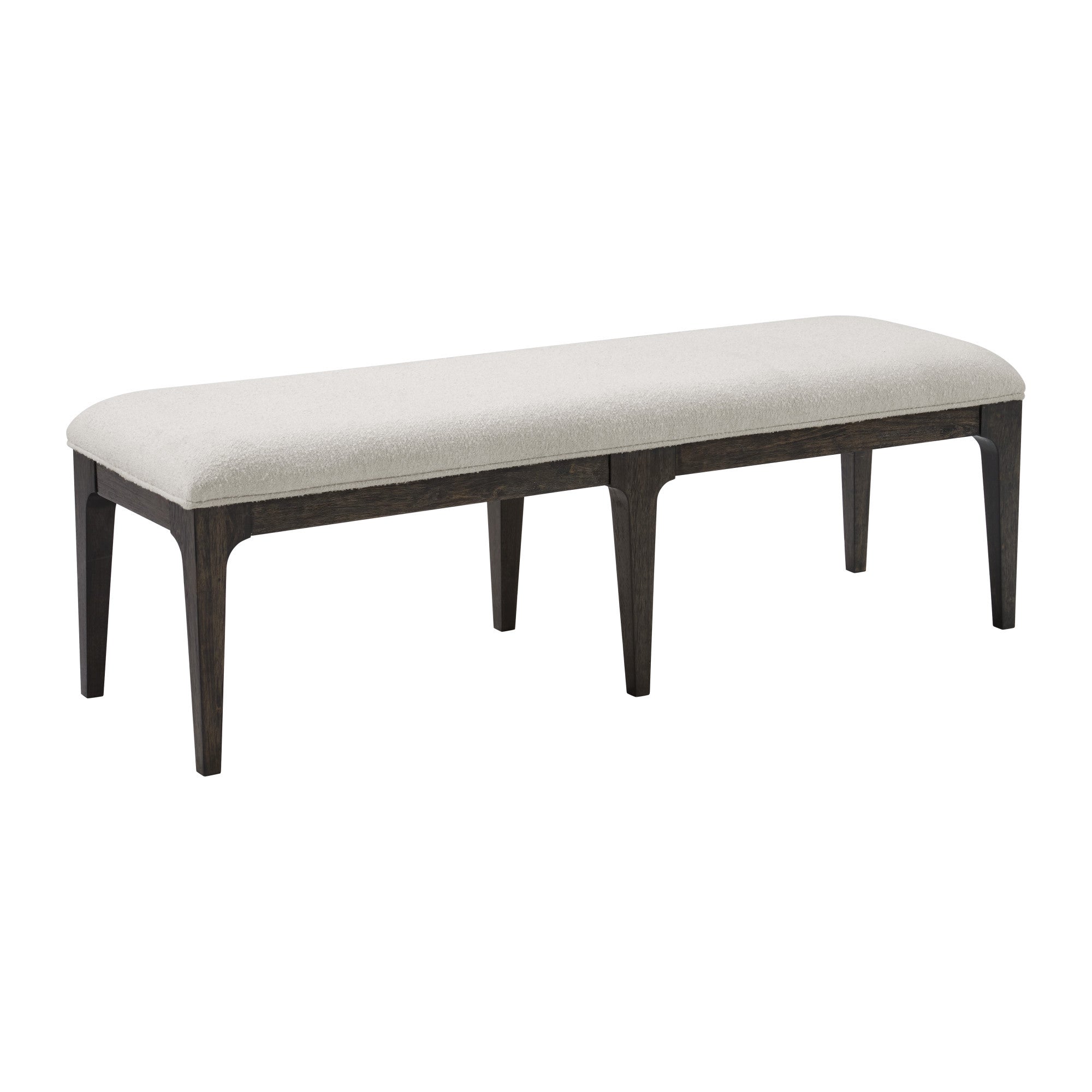 Brown Upholstered Bench with Cream Polyester Fabric, Wood Frame, 18.8' L x 60.8' W x 19.0' H - Grand Goldman Shop