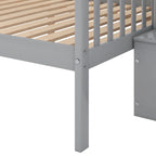 Twin Over Full Stairway Bunk Bed with Storage in Gray, Solid Pine Wood and MDF, 90.8''L x 57.8''W x 65.3''H - Grand Goldman Shop
