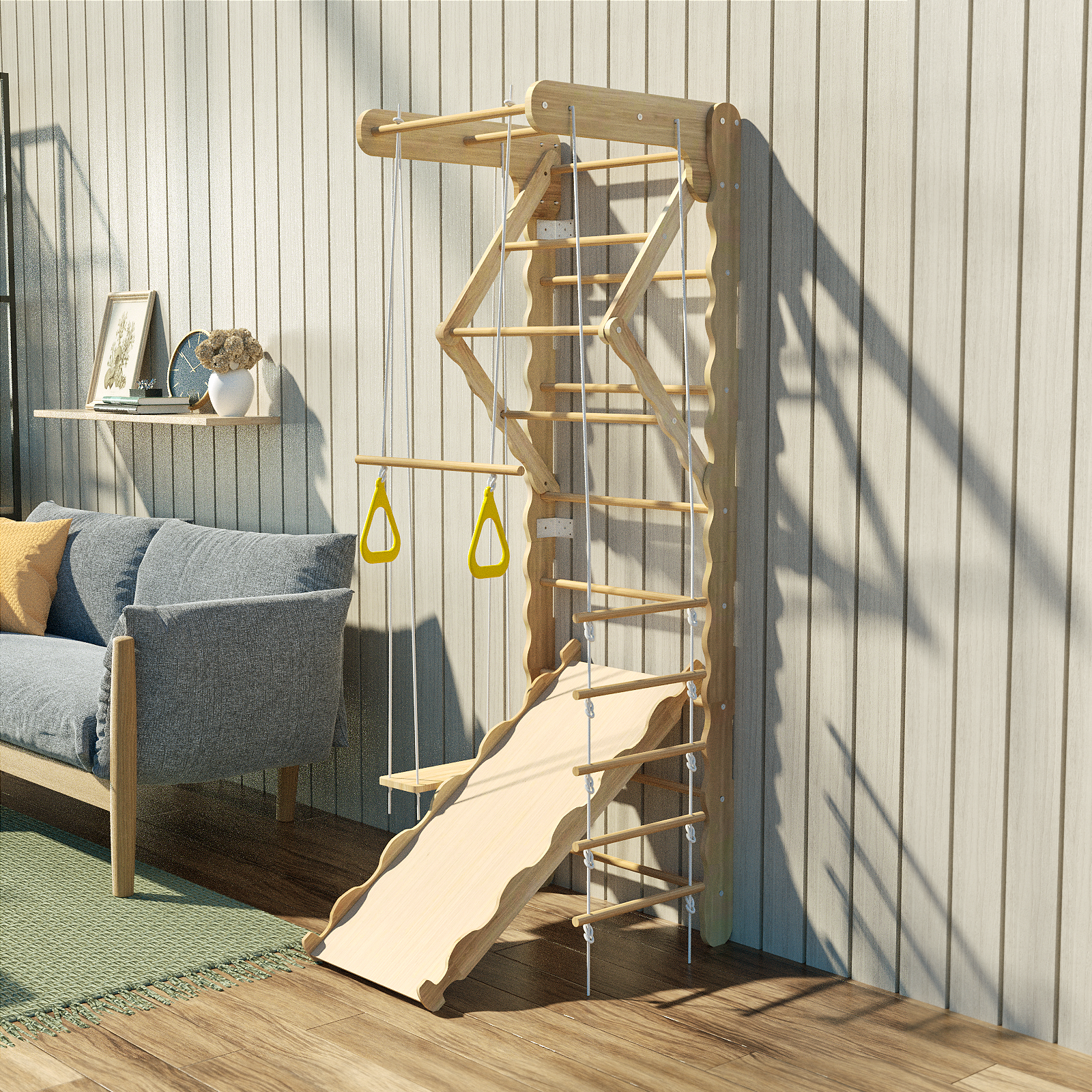 Toddler Climbing Toys Indoor Kids Pikler Triangle Set Foldable Indoor Ladder Climbing Gym Climber | Premium Home Decor - Gran