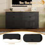 ON-TREND Farmhouse TV Stand with 2 Drawers for TVs Up to 70', Versatile Wood Grain Sideboard with Adjustable Shelves, Mid-Century Buffet Cabinet with Rustic Handles for Living Room/Bedroom, Black - Grand Goldman Shop