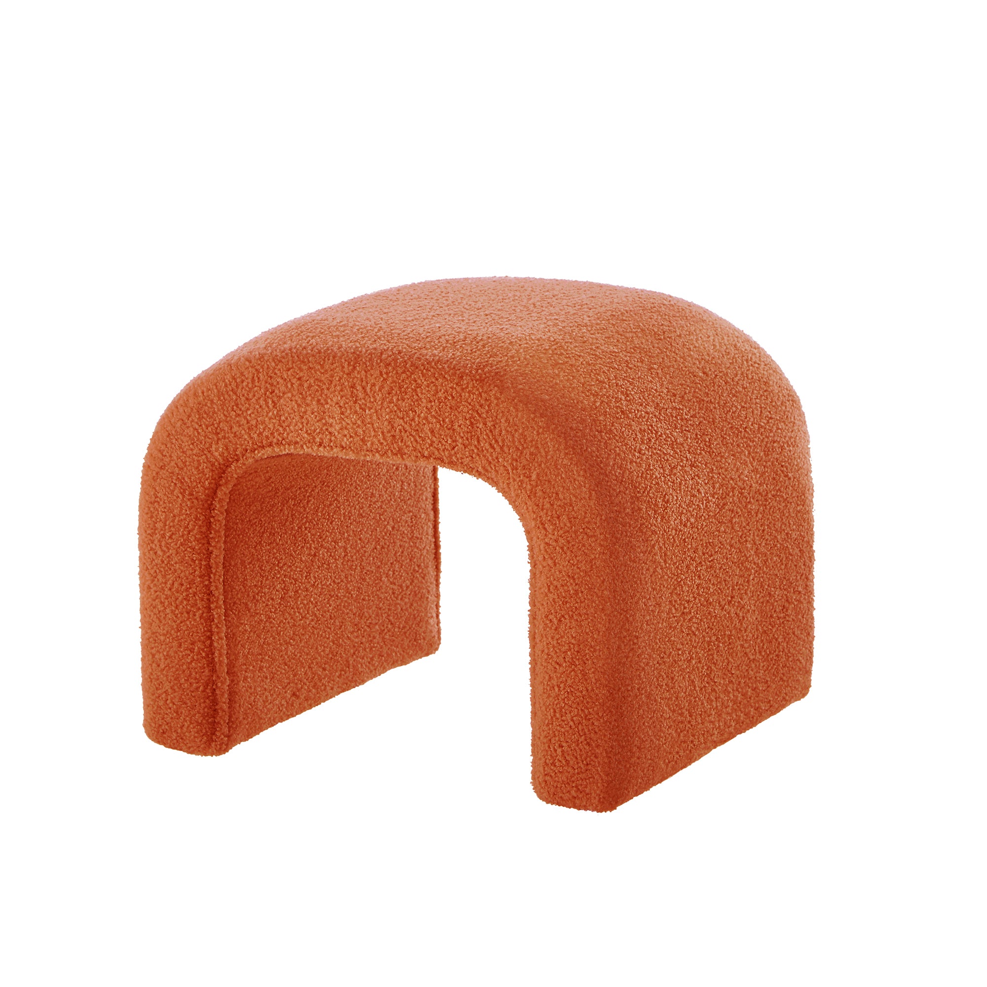 Set of 3 U-Shaped Modern Bench Teddy  Ottoman Bench for Entryway, Bedroom End of Bed, Set of 3 Small Sofa Footrest Extra Seating for Living Room, 44+18 Inch Bench Bench & Ottoman- Orange - Grand Goldman Shop