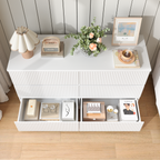 Modern White 6 Drawer Dresser, Wave Panel Drawer Fronts, Storage Cabinet, Versatile Chest of Drawers for Bedroom, Living Room - Sleek & Spacious Home Storage Solution - Grand Goldman Shop