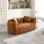 Cozy Beanbag Chair with High Resilience Foam Core for Two - Yellow Chenille, 66x35x25 inches - Grand Goldman Shop