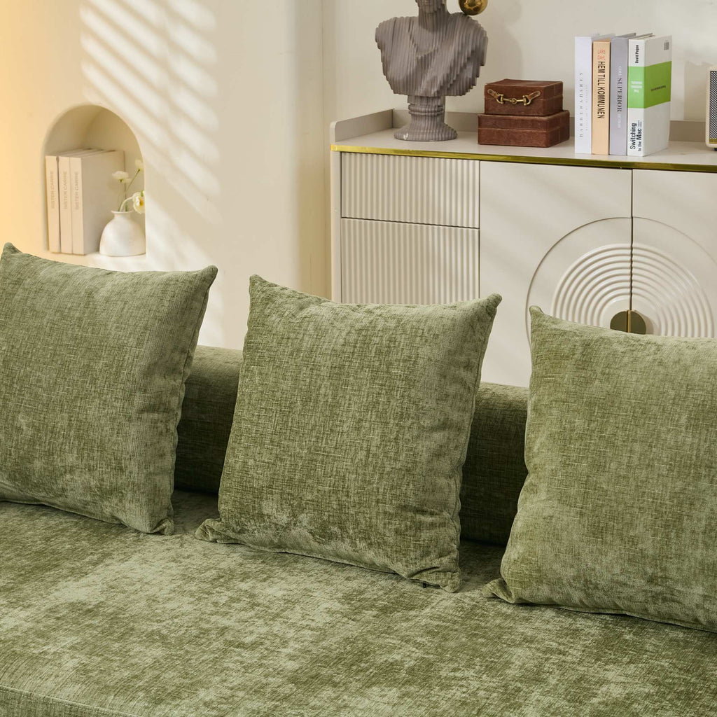 Comfy Convertible Folding Mattress Couch, Floor Sofa Bed, Chenille Floor Sofa with Armrest, Floor Sofa Lounge Couch for Living Room Bedroom Lounge Studio-Green - Grand Goldman Shop