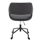 Contemporary Adjustable Office Chair in Black Metal and Black Faux Leather | Premium Home Decor - Grand Goldman