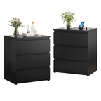 (Set of 2)3 Drawer Dresser, Small Dresser for Closet, Wooden Nightstand for Bedroom, Chest of Drawers Side Table Storage Cabinet for Home Office Entryway Hallway, Each box Contains Two Side Tables - Grand Goldman Shop