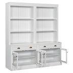 83.4'Tall Bookshelf Suite with LED Lighting, Modern Bookcases with Glass Doors and Drawers,2-Piece Set Storage Bookcase Suite