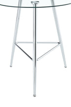 36 Inch Height Bar Table, 34 Inch Round Tempered Glass Top Pub Table with Chrome-Plated Silver Metal Legs, Modern Bistro Table for Kitchen Island/Bar/Cafe - Grand Goldman Shop