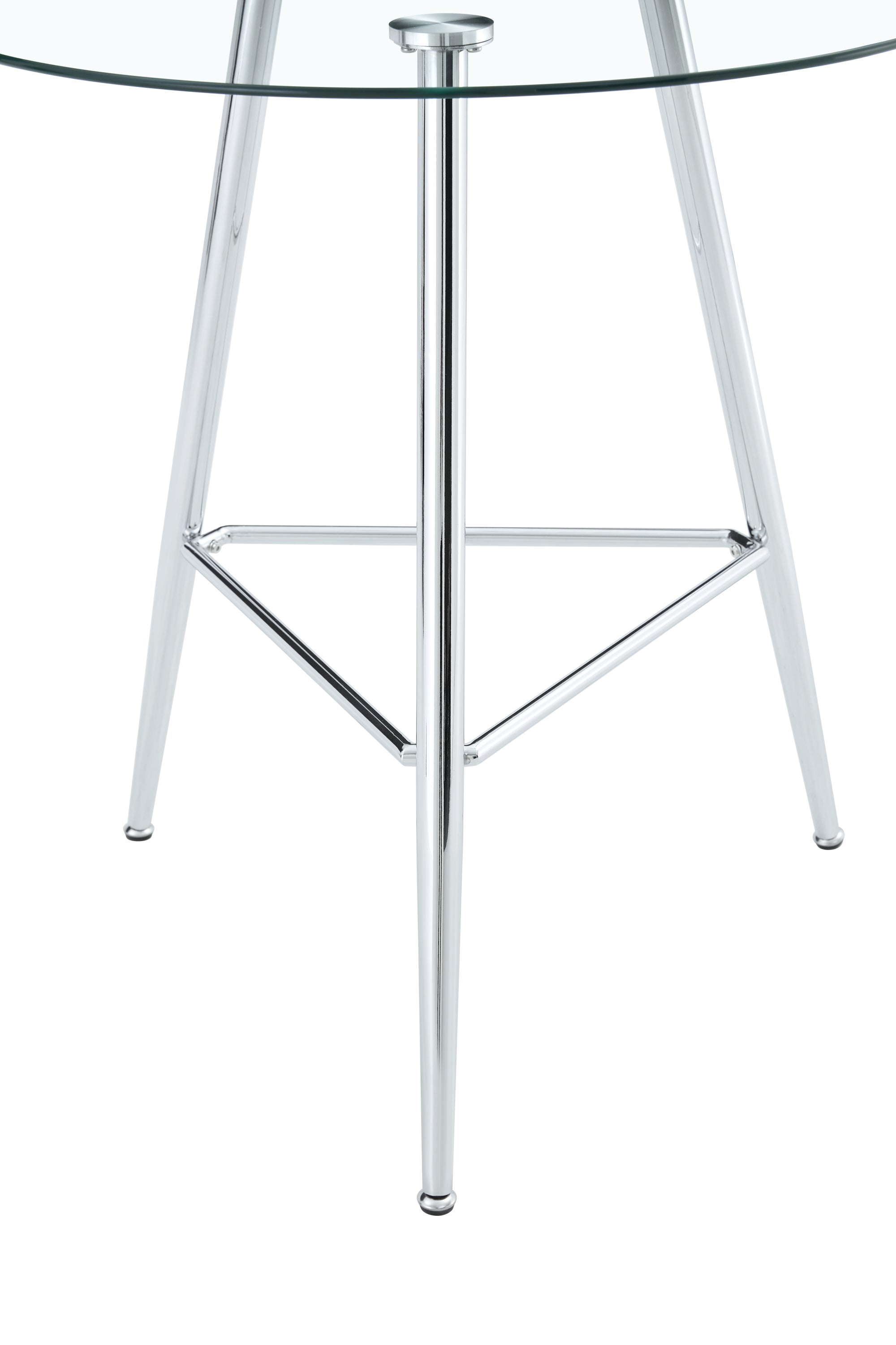 36 Inch Height Bar Table, 34 Inch Round Tempered Glass Top Pub Table with Chrome-Plated Silver Metal Legs, Modern Bistro Table for Kitchen Island/Bar/Cafe - Grand Goldman Shop
