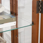 2 Doors Curio Cabinet with Tempered Glass Doors, Curio Cabinets with Mirrored Back Panel and Adjustable Shelves, Lighted Display Cabinet for Home, Office Light Bulb Included Oak - Grand Goldman Shop