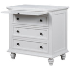 U_STYLE 27.6'' Painted Nightstand with pull-out tray, Fashion Bedside Cabinet with 3 Drawers, Minimalist Sofa Side Table with rubber legs and Metal handle for Bedroom Sofa Couch Office - Grand Goldman Shop