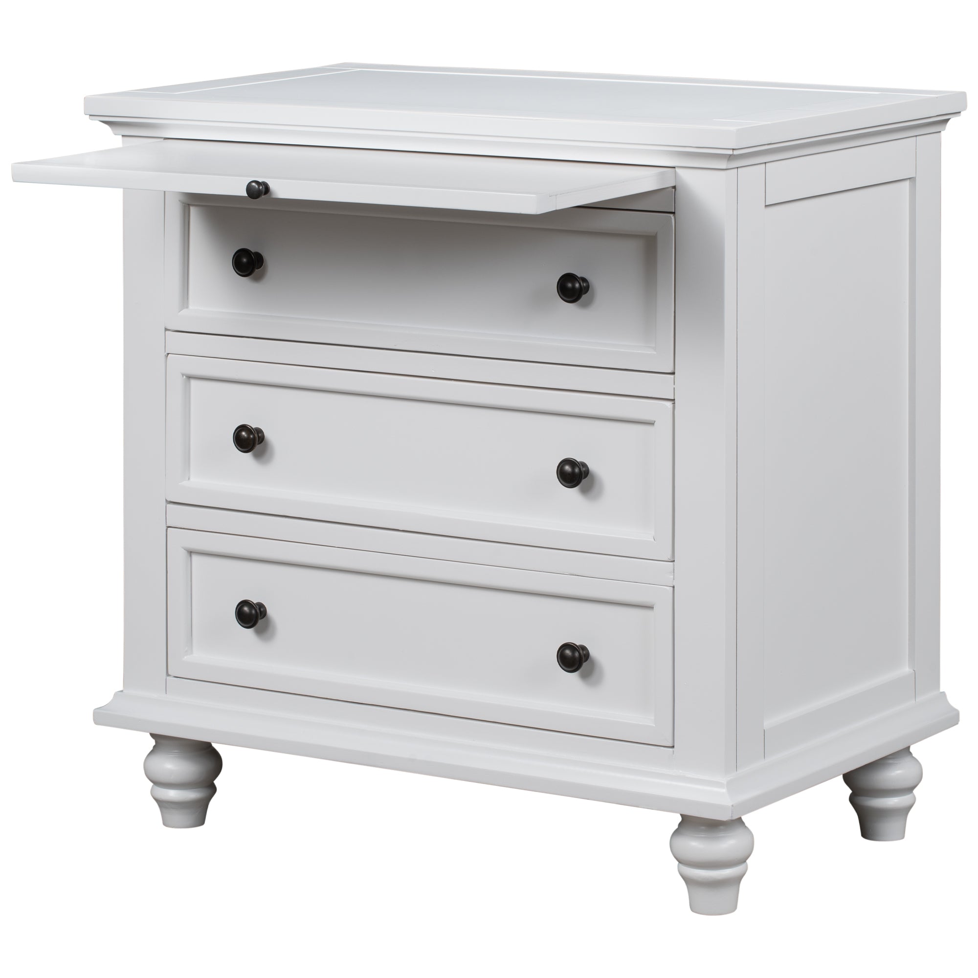 U_STYLE 27.6'' Painted Nightstand with pull-out tray, Fashion Bedside Cabinet with 3 Drawers, Minimalist Sofa Side Table with rubber legs and Metal handle for Bedroom Sofa Couch Office - Grand Goldman Shop