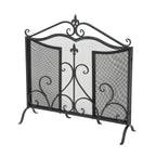 Onyx 3-Panel Iron Fireplace Screen 54' x 31.5', Black Finish - Grand Goldman Shop