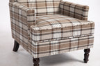 Upholstered Accent Chair, Vintage Armchair with Brown Linen Fabric and Nailhead Trim for Living Room - Grand Goldman Shop