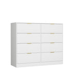 8 Drawers Dresser for Bedroom, Wood Bedroom Dresser Modern Drawer Chest, 8 Chest of Drawer, Tall Dresser for Closet, Dressers Organizer for Living Room, Closet, Hallway White - Grand Goldman Shop