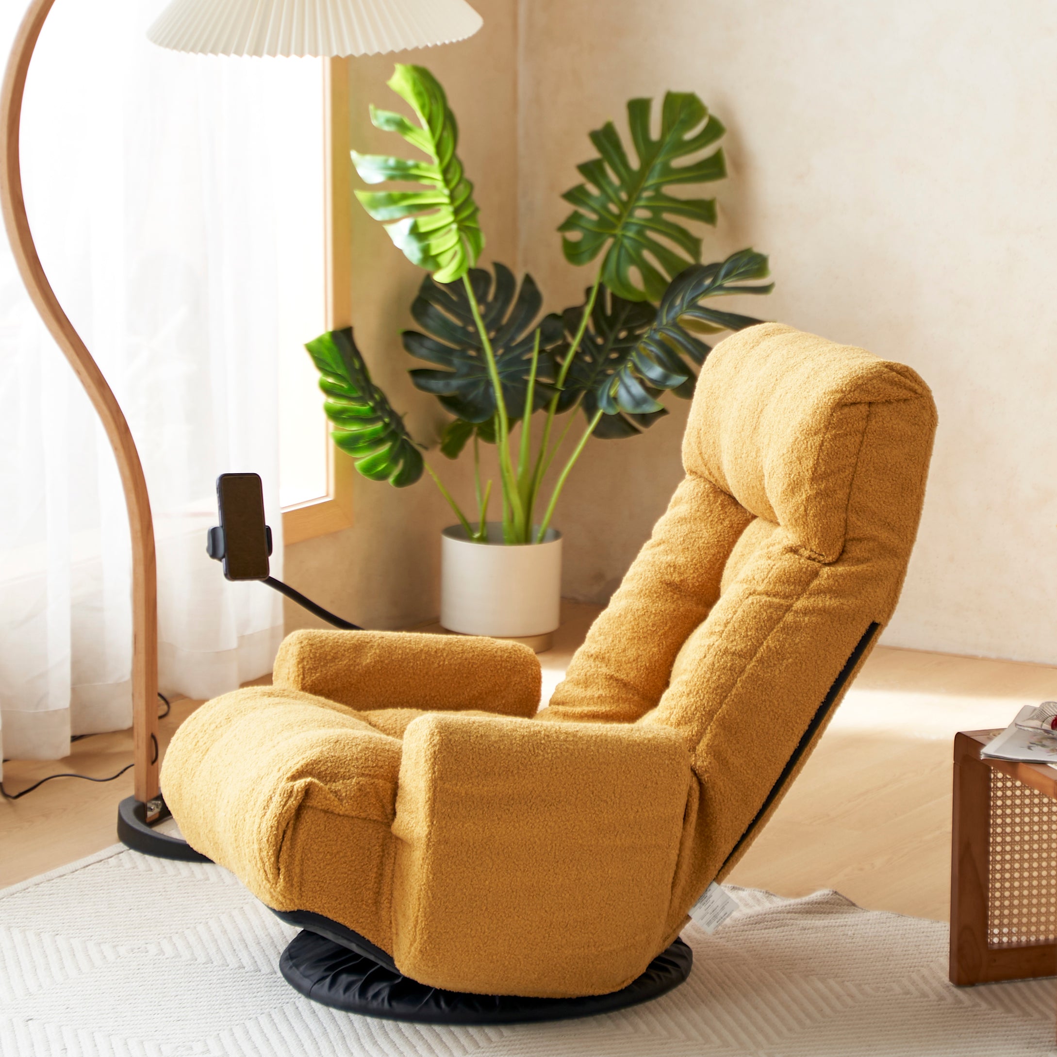 Adjustable Yellow Swivel Lounge Chair with 360-Degree Rotating Seat and Headrest Support, Leisure Chair Deck Chair - Game Chair for Living Room - Grand Goldman Shop