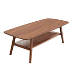 Center table Low Table 100% solid Oak Wood Top plate Desk Coffee table Width 100 x Depth 50 x Height 44 cm Study desk Work from home Easy to assemble Walnut Color Wood With Storage Shelf - Grand Goldman Shop